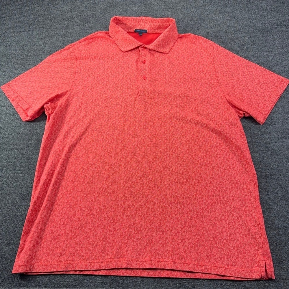 Patrick Assaraf Mens XXL Coral Floral Pima Cotton Blend Short Sleeve Polo Shirt